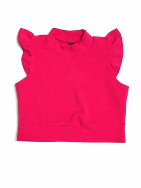 SHEIN Hot Pink Ruffle Sleeve Crop Top
